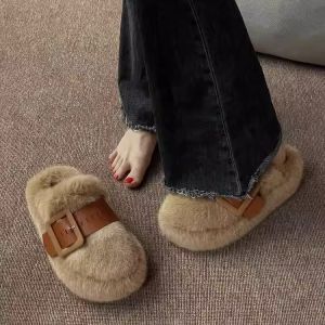 Fashionable Thick Bottom Fur Slippers Womens Outdoor Wear 2025 New Autumn High-End Sense Covered Head Semi-Slipper