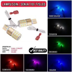 Lampu Sein + Senja 54 Led T10 2 Mode Senja Kuning Led Bohlam Super Terang Merek SPEEDBOOST89