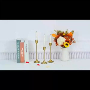 【Ready Stock】Set of 3 Gold Candlestick Stand Wedding/Dinning Table Decorative Candle Holder Golden Candlelight