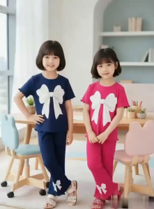 Setelan Cutbray Anak Perempuan Terbaru Motif Pita Lucu Usia 1-10 Tahun Bahan Kenit Premium One Set Anak Perempuan Trendy