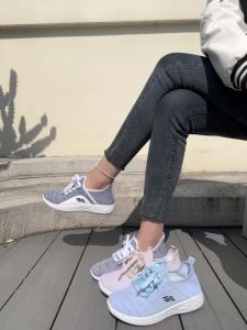 Giày Thể Thao Nữ Phối Màu Lưới Rỗng Dây Buộc Kiểu Dáng Thường Ngày Mũi Tròn Chất Liệu Vải Đế Giữa Khắc Họa Tiết Sóng Đế Ngoài Phân Đoạn Hình Mũi Tên