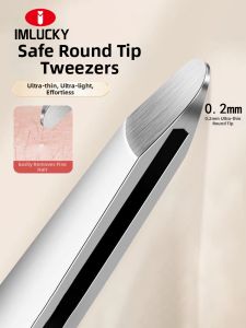 IMLUCKY | High Precision Round Thin Head Steel Tweezers