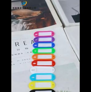 10/50pcs bag Random Color Plastic DIY Key Card Luggage Identification Tags Small Oval Key Rings Number Name Tag