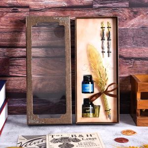 European Creative Feather Pen Set Retro Dip Ink Pens for Writting School Office Supplies Mechanical Paint Seal Wax Quill Pen