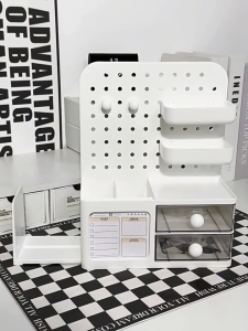 Desktop perforated board storage box office desk pen holder desk drawer storage box organizing box