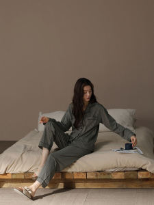 2025 New Womens Pure Cotton Long Sleeve Open Cardigan Sleepwear Thin Home Clothes Set Spring Autumn High Quality Outdoor Wearable