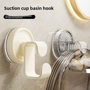 Bathroom Suction Cup Basin Holder Wall Mounted Toilet Sink Rack Bucket Storage Shelf Hanging Basin Tool Plastic No Drilling