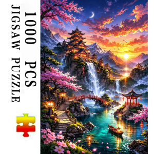 Jigsaw Puzzle 500/1000/1200/2000PCS Ancient Chinese Landscape Scenery Art Brain Teaser Puzzle Calming Hobby Gift