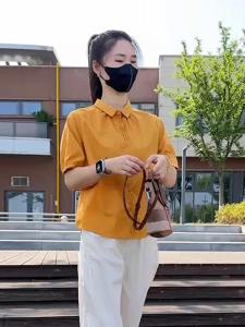 Áo Sơ Mi Nữ Tay Ngắn Cổ Polo Dáng Rộng Phong Cách Hàn Quốc Mùa Hè 2025 Thường Ngày Màu Trơn Có Nút Cài