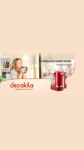 Decakila KMMX006R/B Ergonomic Cordless Hand Mixer | 90W | 7-Speed + Pulse Control | Removable Bowl | Universal Plug
