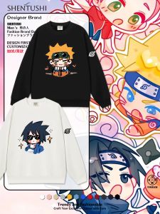 Q Version Cute Naruto And Sasuke Cartoon Print Fleece Lined Hoodie Couple Matching Casual Wear for Men And Women