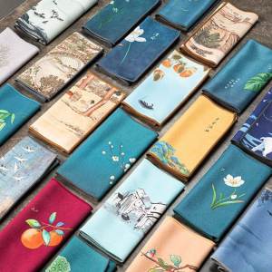High-End Suede Tea Towel Absorbent Vintage Style Chinese Painting Special Tea Towel Cloth for Tea Table And Tea Set