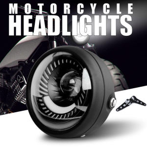 PMShop Universal Motorcycle Headlight High Low Beam Energy-saving Led Light DRL Bulb Cafe Racer For Motobike Headlamp With Headlights Bracket