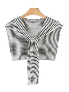 Classic Striped Womens Shawl Spring Autumn Versatile Fake Collar Decoration Air Conditioned Room Shoulder Multi-Function Scarf