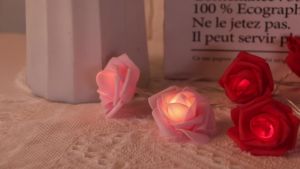 Rose Flower Battery Operated String Lights Romantic Valentines Day Decor Wedding Home Party Birthday Festival Indoor Outdoor