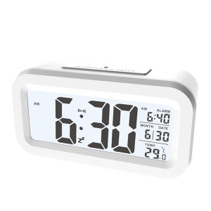 LCD Digital Alarm Clocks with Temperature Calendar Desktop Clock for Bedroom Office Bathroom Battery Powered Home Decoration