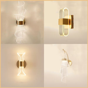 Elegant Modern European Style Wall Lamp for Living Room Corridor Bedroom Simple Design LED Light Alloy Body Acrylic Shade
