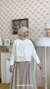 Ghanimi - Lenka Outer / Atasan Wanita Bordir Bunga / Outer Korean style / Kemeja lucu / Outer Wanita