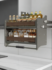 QIANJU | Adjustable & Soft-Close Kitchen Pull Down Cabinet Storage Basket