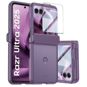 Ốp Lưng Moto Razr Ultra 2026/2025 Chuẩn Quân Đội Có Bản Lề & Miếng Dán Bảo Vệ Màn Hình Chống Sốc Chống Xước Nhẹ Mặt Mờ - Màu Đen