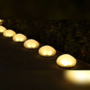 ไฟก้อนหิน ไฟโซล่าเซลล์ LED ทรงหินกรวด ไฟแต่งสวน ทางเดิน ให้แสงสวยงาม ไฟดวงใหญ่ ไฟแต่งสวนโซล่าเซล เปิด-ปิดอัตโนมัติ วัสดุกระจกยิงทราย กันนำ้ กันฝน