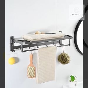 Giá Kệ Treo Khăn Và Quần Áo Nhà Tắm Gấp Gọn Cao Cấp Nhôm Anod Dán Tường Chống Gỉ Sét Dạng GẤP GỌN KNT02