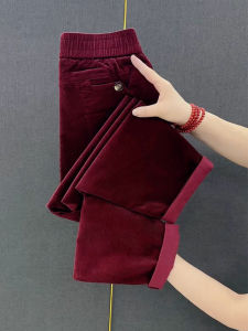 พรางหุ่น ผ้าลูกฟูก ฮาราจูกุ กางเกง สูง เอว ผู้หญิง ลำลอง กางเกงขายาว อินเทรนด์ ทุกการแข่งขันทันสมัย สุภาพสตรี กางเกง