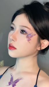Hình xăm dán con Bướm Bươm tạm thời Tatoo giả trang điểm mặt cho Nữ có màu cute dễ thương lâu phai