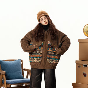 เสื้อแจ็คเก็ตคอร์ดูรอยหนาแบบย้อนยุคสำหรับฤดูหนาว สำหรับผู้ชายและผู้หญิง ทรงหลวม ผ้าฝ้ายแบบอเนกประสงค์ ทรงหลวม แขนยาว ปกติ