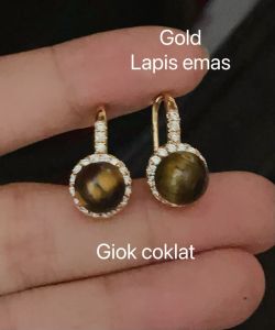 Anting Giok Lapis Emas Awet Gold Berkilau