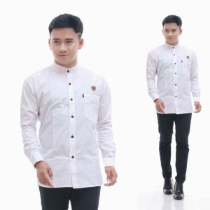 Emzeta Busana | Baju Kemeja Polos Putih Kerah Sanghai Kemko Kemeja Koko Muslim Pria Elegan Terbaru By Emzeta