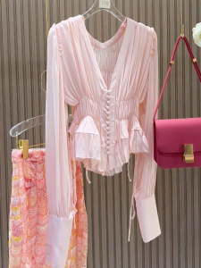 QINGNAER | Thin V-Neck Stylish Anti-Aging Match-everything Women Blouse
