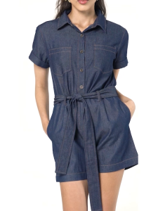 House Of Etern - Twilla Denim Playsuit - Dark Blue