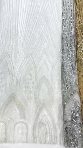 African 2026 Luxurious Beaded Lace Fabric French 5 Yards Tulle Mesh Lace Sequins Embroidered Lace Fabrics Weddings Party Dress