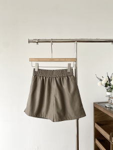 Quần Short Ống Rộng Lưng Thun PU Da Thời Trang Phong Cách Hàn Quốc Cho Nữ Quần Short Ống Đứng Ôm Sát Cơ Thể Thường Ngày Mùa Thu 2025