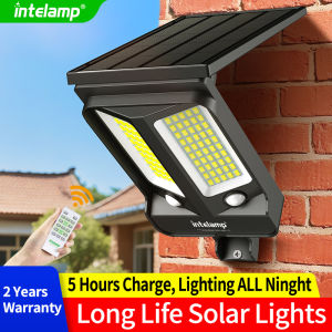 intelamp Long Life Outdoor Solar Light 4000mAh Security Motion Sensor Streetlight Floodlight Spotlight For Garden Garage Yard
