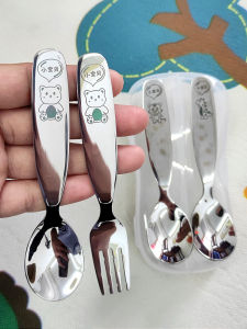 Cute Dinosaur Bear Cartoon Childrens Fork Stainless Steel 304 Baby Feeding Spoon for Eating Noodles Home Dinner Tableware