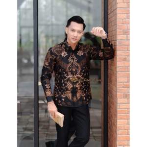 Kemeja Batik Solo Pria Lengan Panjang SARENA Slimfit Katun Sanforis Lapis Furing