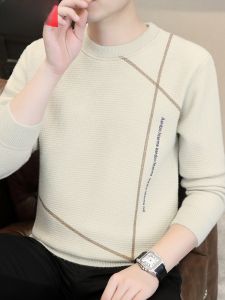 HENGYUANXIANG | Hengyuanxiang Mens Round Neck Knitwear Thickened Integrated Fleece Style Winter Warm Loose Fit Fashion Urban Style Long Sleeve Wool Sweater