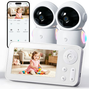 4.3 Inch IPS Screen Baby Monitor 2K 3MP PTZ Camera Dual Lens Split-Screen WiFi Wireless Auto Tracking APP Remote Control