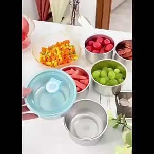 Hộp đựng thực phẩm inox hình tròn 450ml hộp đựng thức ăn thép không gỉ có nắp đậy hôp inox đựng đồ ăn hộp tròn inox 304