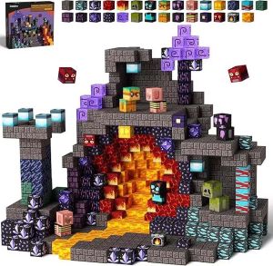 Black Lava Theme Puzzle for Boys and Girls Aged 3-6 Childrens Educational Magnetic Building Blocks Toy
