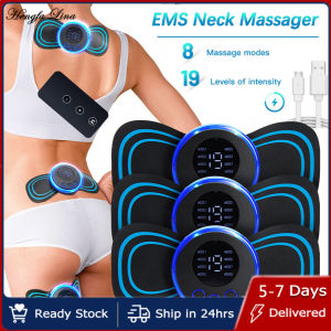 Hengfa Lina LCD Display EMS Neck Massage Electric Massager Cervical Neck Back Patch 8 Mode Pulse Muscle Stimulator Portable Relief Pain