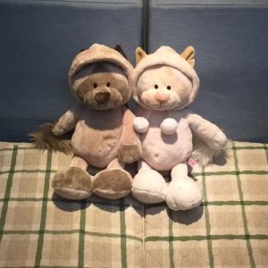 Cute Hooded Couple Civet Cat Doll Snow Beaver Plush Toy Doll Large Rag Doll Childrens Birthday Gifts