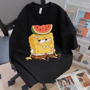 FLICBS | Oversized SpongeBob Cartoon Printed Short Sleeve T Shirt Cotton