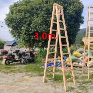 Folding Double-sided Wooden Ladder With Tense-and-fir Structure And Thickening Load Capacity