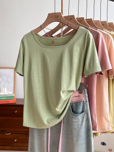 Loose Short Sleeve T-Shirt Women Summer New Style Pure Color Ice Silk Thin Cotton Linen Top round Neck Regular Length