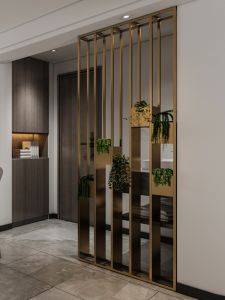 Luxury Home Entrance Screen Partition Green Ivy Plant Stand Metal Stainless Steel Living Room Decorative Storage Shelf