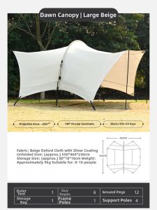 GLAMPING | Outdoor Camping Extra-large Sunblock and Windproof Titanium-silver Black Gel Canopy