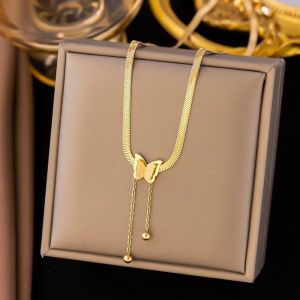 Kalung Titanium Kupu-Kupu Belut Gold Anti Karat Xpid